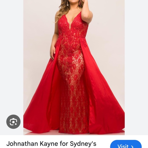 Red Johnathan Kayne Plus Size Gown - Picture 1 of 3